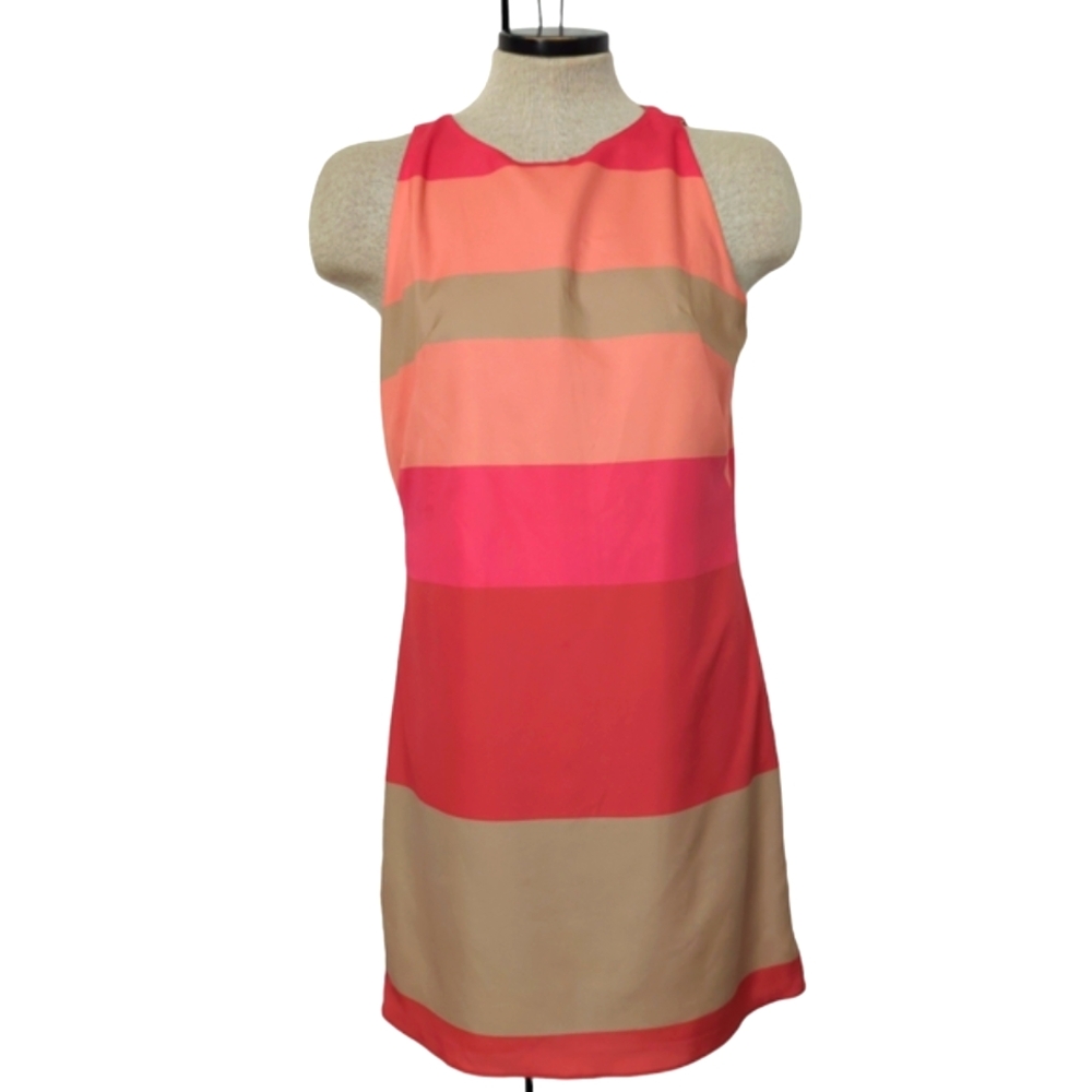 - Red Saks Fifth Avenue Striped Multicolored Dress Womens S Lined Sleeve-531lp…